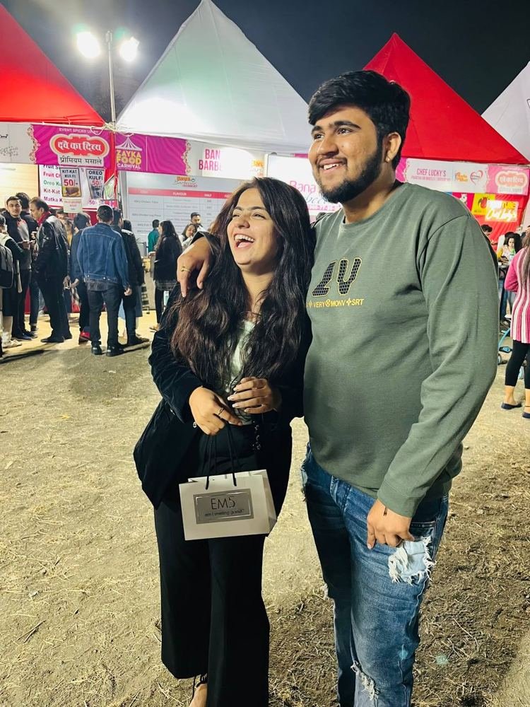 Laughing together at the food carnival